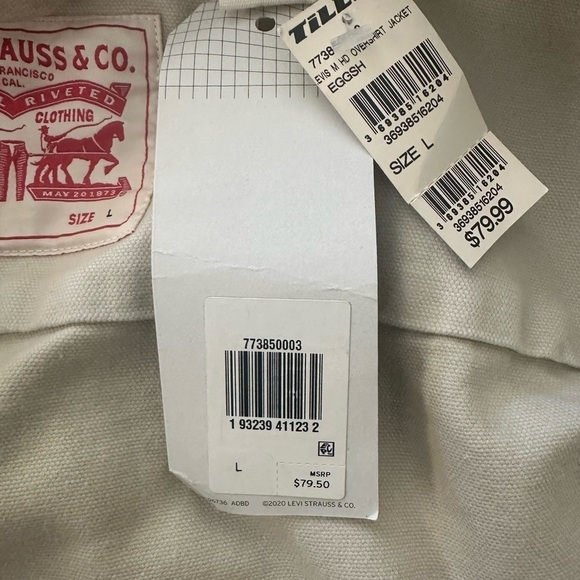 Levi’s Hooded Jackson Overshirt Heavyweight Jean Jacket, Beige Sand, Size L, NWT - Picture 11 of 16